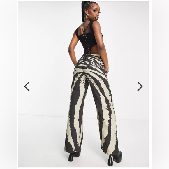 THE KRIPT v waist baggy jeans in abstract zebra - part of a set - Picture 3 of 10